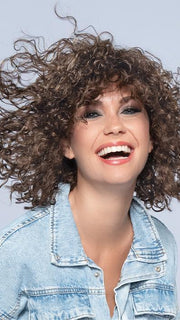 DISCO by ELLEN WILLE in CHOCOLATE ROOTED 6.30 | Medium to Dark Brown base with Light Reddish Brown highlights and Dark Roots