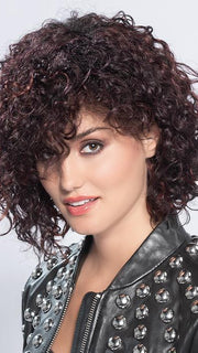 DISCO by ELLEN WILLE in AUBERGINE ROOTED 131.133.132 | Darkest Brown with hints of Plum at base and Bright Cherry Red and Dark Burgundy Highlights