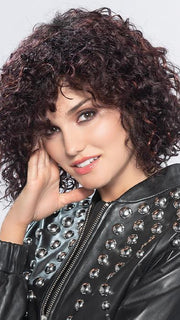 DISCO by ELLEN WILLE in AUBERGINE ROOTED 131.133.132 | Darkest Brown with hints of Plum at base and Bright Cherry Red and Dark Burgundy Highlights