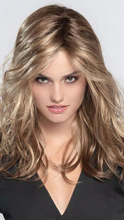 ARROW by ELLEN WILLE in LIGHT BERNSTEIN ROOTED | Light Auburn, Light Honey Blonde, and Light Reddish Brown blend and Dark Roots