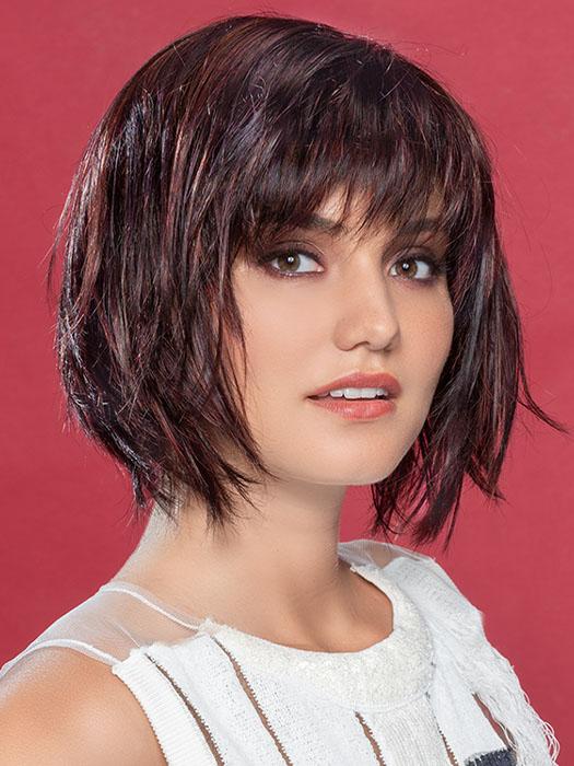 CHANGE by ELLEN WILLE in AUBERGINE-MIX | Darkest Brown with hints of Plum at base and Bright Cherry Red and Dark Burgundy Highlights