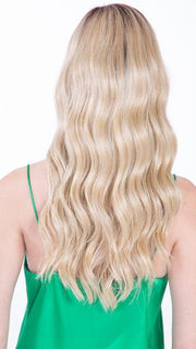 HONEY WITH CHAI LATTE | Light Golden Brown with Pale Golden Blonde & Medium Golden Blonde Highlights on Top, Medium Brown Roots