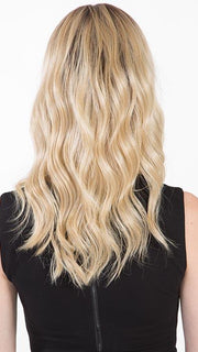 HONEY WITH CHAI LATTE | Light Golden Brown with Pale Golden Blonde & Medium Golden Blonde Highlights on Top, Medium Brown Roots