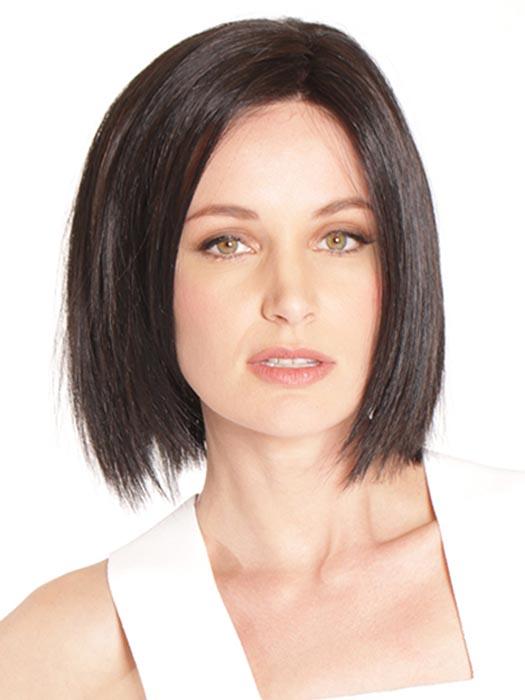 Café Chic falls right below the chin and is unlike any other bob with its straight bottom layers.