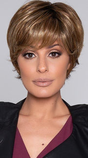 RAISE by ELLEN WILLE in TOBACCO ROOTED | Medium Brown base with Light Golden Blonde highlights and Light Auburn lowlights