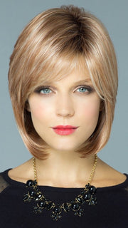 CAMERON by Rene of Paris in NUTMEG-R | Rooted dark with honey brown base with platinum blonde highlight