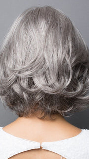 SILVER-STONE | Medium Brown and Silver blend that transitions to more Silver Light Ash Brown to Silver Bangs