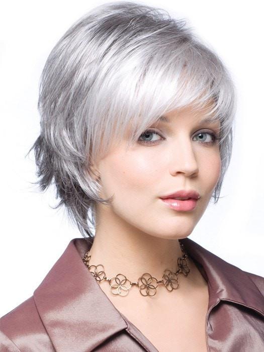 SKY by Noriko in SILVER STONE  | Silver Medium Brown Blend That Transitions To More Silver Then Medium Brown Then To Silver Bangs