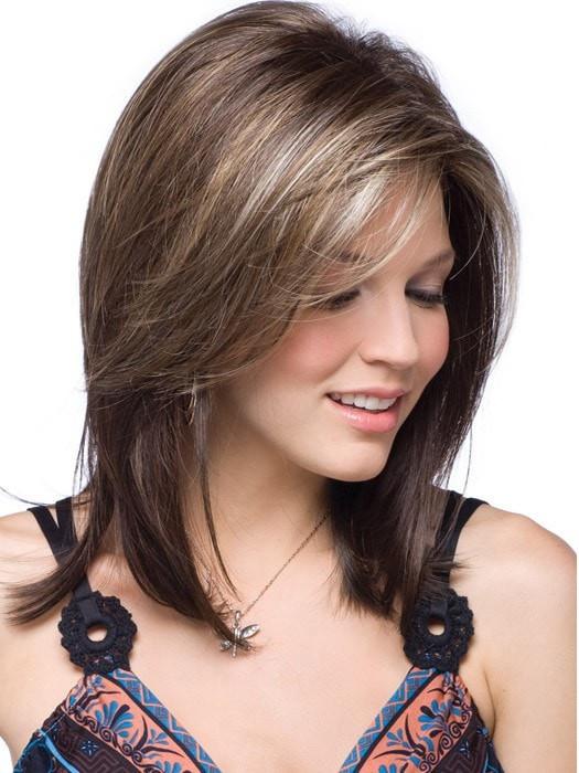 JACKSON by Noriko in CHOCOLATE FROST R | Rooted Dark with a Dark Brown Base with Honey Blonde and Platinum highlights