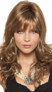 AVERY by Noriko in MAPLE SUGAR R | Rooted Dark with Light Honey Brown base with Strawberry Blonde highlights