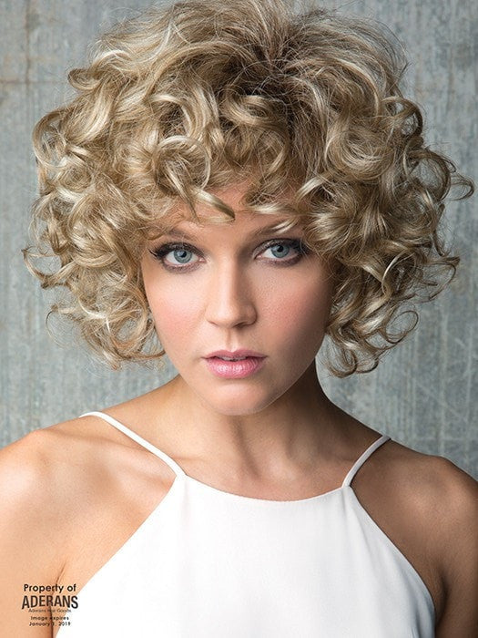 Abundant in volume, body and beautiful curls. | Color: Creamy Toffee-R Light Platinum Blonde and Light Honey Blonde blend with Dark Roots PPC MAIN IMAGE