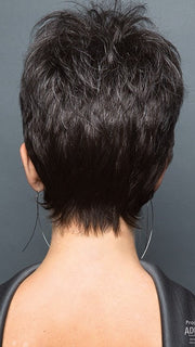 Tapered Neckline | Color: Midnight Pearl- Dark Brown base with Dark Brown and Silver blend with Silver bangs