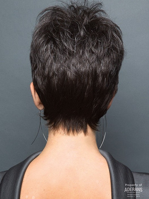 Tapered Neckline | Color: Midnight Pearl- Dark Brown base with Dark Brown and Silver blend with Silver bangs