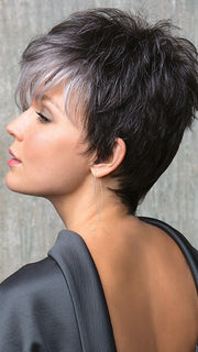 Textured Layers | Color: Midnight Pearl- Dark Brown base with Dark Brown and Silver blend with Silver bangs