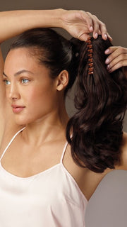 Step 2: Clip over your ponytail | Color: 4/6R Dark Brown