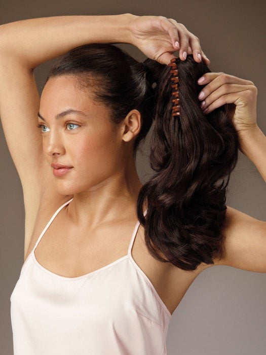 Step 2: Clip over your ponytail | Color: 4/6R Dark Brown