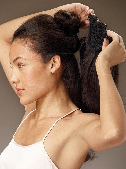 Section your hair from side to side and pin it up