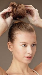 Place the dome over your bun and tighten the drawstring  | Color: Frosted