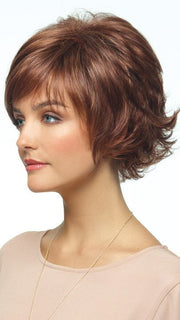 Short razor cut with flipped ends | Color: Rum Raisin