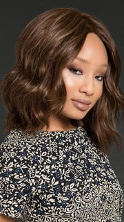 BEGUILE by Raquel Welch in R6/30H CHOCOLATE COPPER | Dark Medium Brown Evenly Blended with Medium Auburn Highlights  (This piece has been styled and curled)