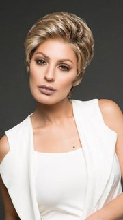 CENTER STAGE by Raquel Welch in SS12/22 | SHADED CAPPUCCINO Light Golden Brown With Cool Blonde Highlights All Over, Dark Brown Roots