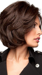 Beautiful long bob style with soft side swept bangs (This piece has been styled for this look)