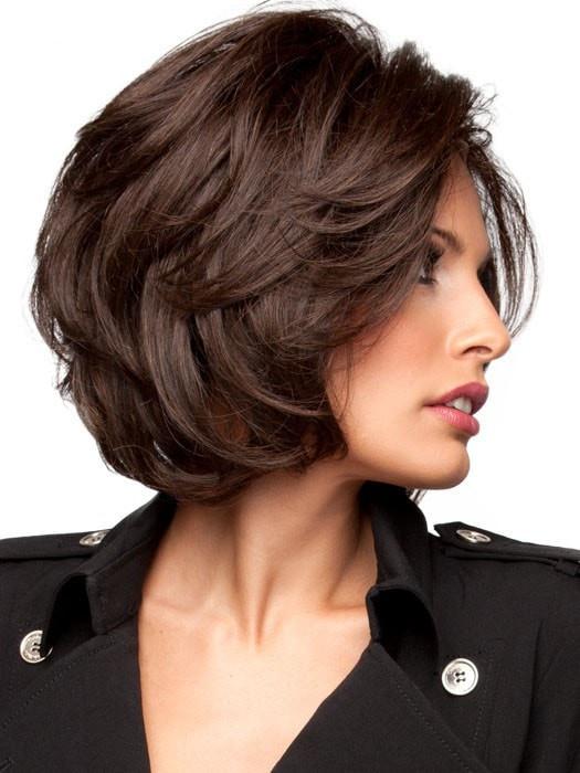 Beautiful long bob style with soft side swept bangs (This piece has been styled for this look)