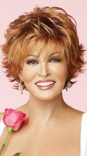 VOLTAGE WIG by RAQUEL WELCH in R28S+ GLAZED FIRE Fiery Red with Bright Red Highlight on Top