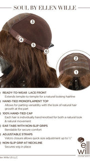 100% Hand-Tied, Monofilament and Lace Front, see Cap Construction Chart for more details