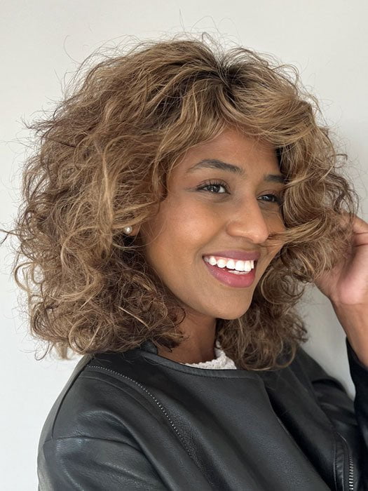 Sophia host @ wigs.com/LIVE wearing STORYVILLE by ELLEN WILLE in color:  HOT MOCCA ROOTED