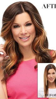 Before & After | Model's hair has copper highlights, color 6 is more of a solid medium brown
