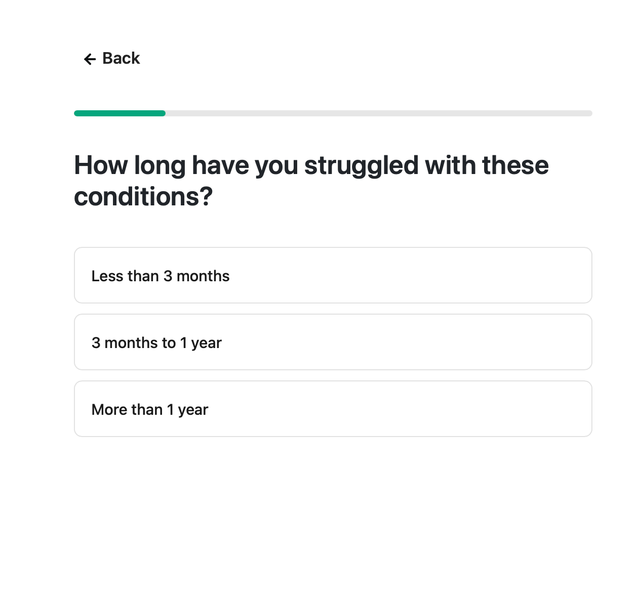 A short health questionnaire shown during checkout, with a few multiple-choice questions.